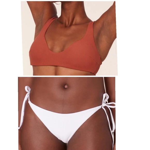 Andie Bikini Set Delray Top String Bottom Ribbed size M NWT Swimsuit - Picture 1 of 9